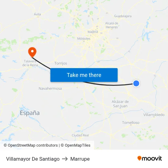 Villamayor De Santiago to Marrupe map
