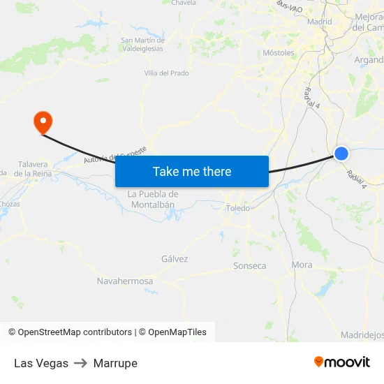 Las Vegas to Marrupe map