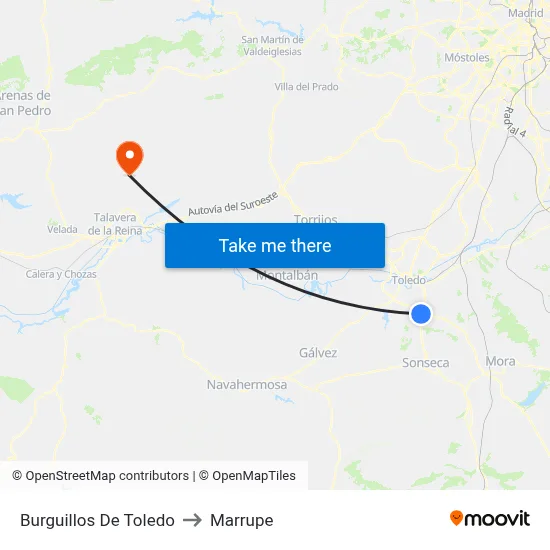 Burguillos De Toledo to Marrupe map