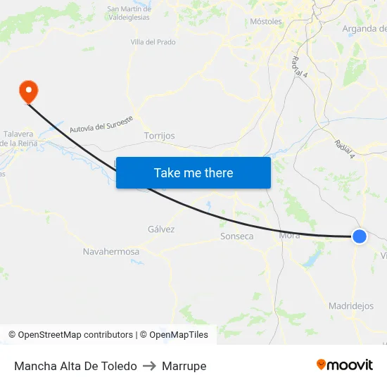Mancha Alta De Toledo to Marrupe map