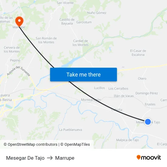 Mesegar De Tajo to Marrupe map