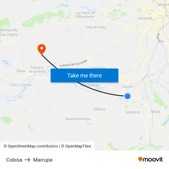 Cobisa to Marrupe map