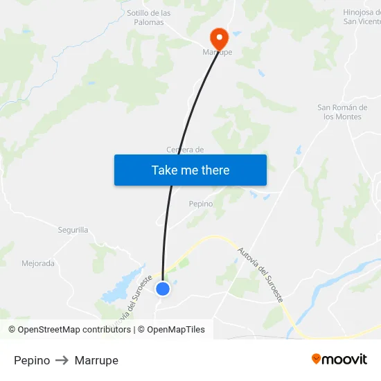 Pepino to Marrupe map
