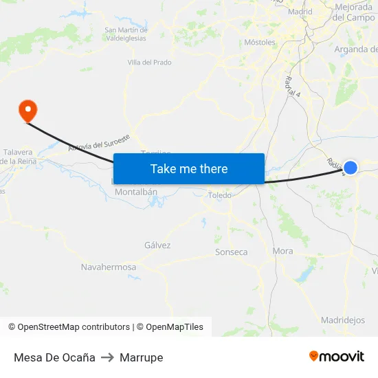 Mesa De Ocaña to Marrupe map