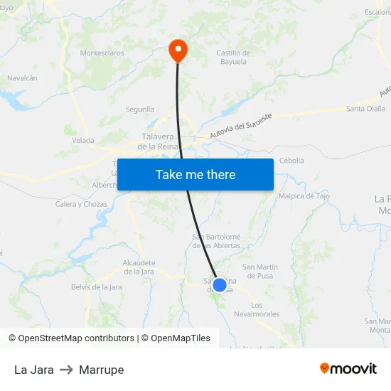 La Jara to Marrupe map