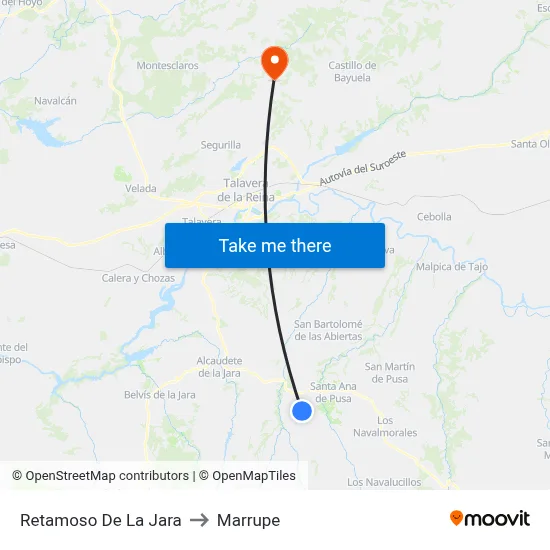 Retamoso De La Jara to Marrupe map