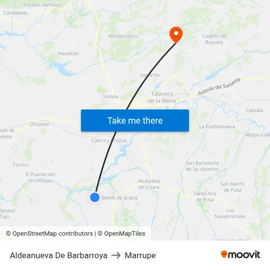 Aldeanueva De Barbarroya to Marrupe map