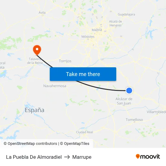 La Puebla De Almoradiel to Marrupe map