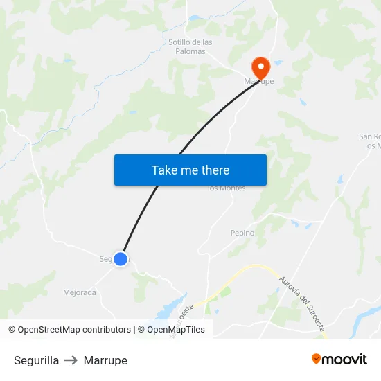 Segurilla to Marrupe map