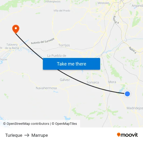 Turleque to Marrupe map
