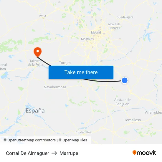 Corral De Almaguer to Marrupe map