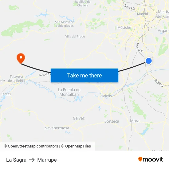 La Sagra to Marrupe map