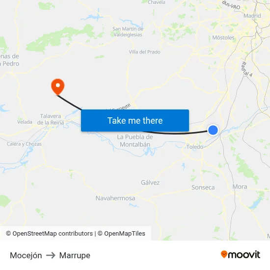 Mocejón to Marrupe map