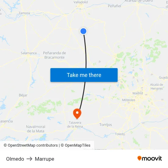 Olmedo to Marrupe map