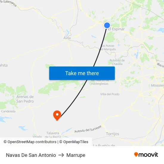 Navas De San Antonio to Marrupe map