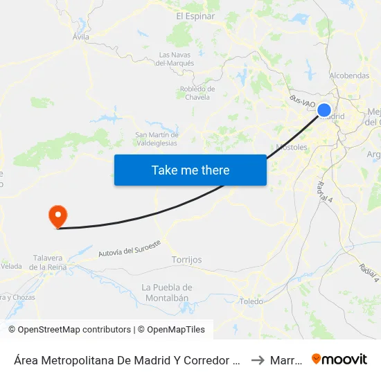 Área Metropolitana De Madrid Y Corredor Del Henares to Marrupe map