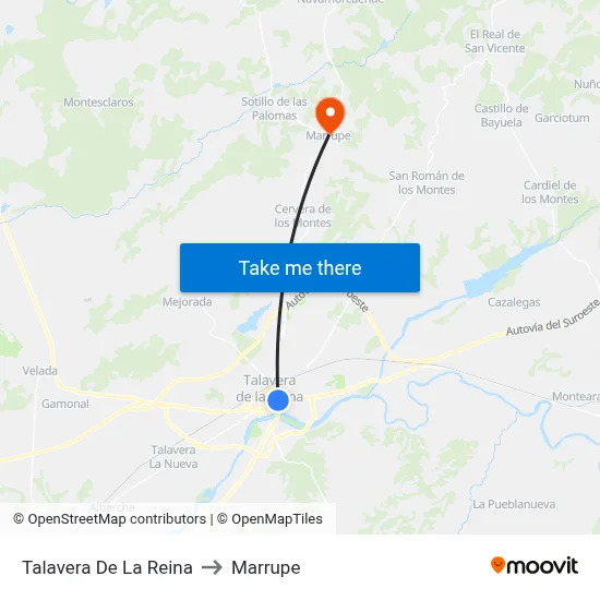 Talavera De La Reina to Marrupe map