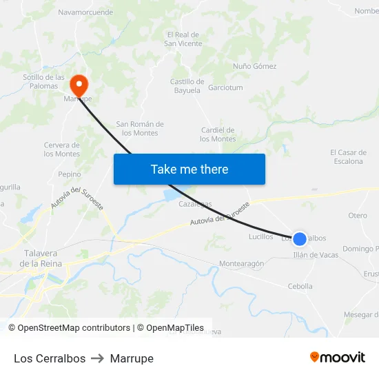Los Cerralbos to Marrupe map
