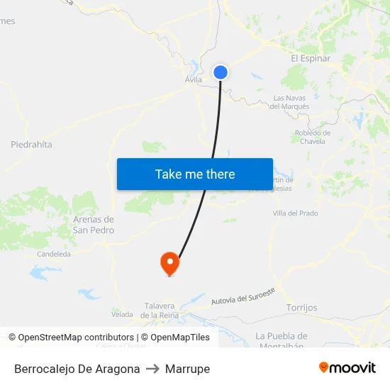 Berrocalejo De Aragona to Marrupe map