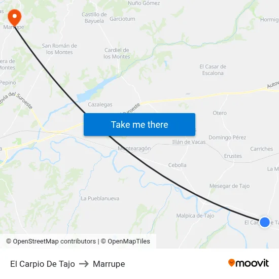 El Carpio De Tajo to Marrupe map