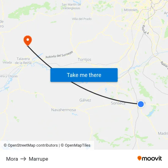 Mora to Marrupe map