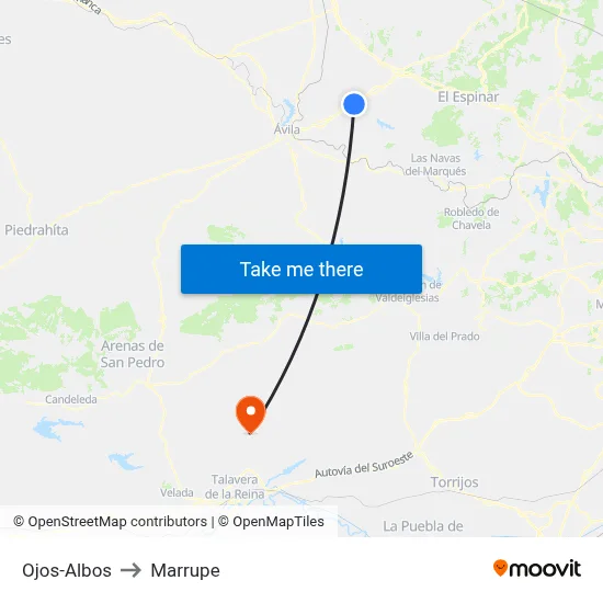 Ojos-Albos to Marrupe map