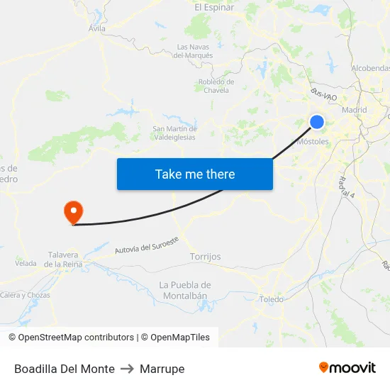 Boadilla Del Monte to Marrupe map