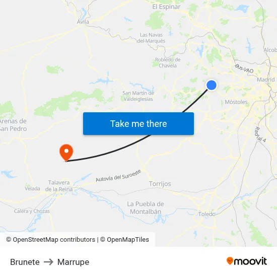 Brunete to Marrupe map