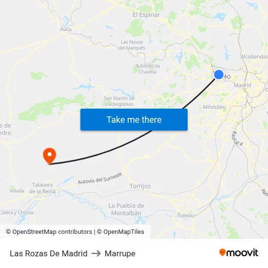 Las Rozas De Madrid to Marrupe map