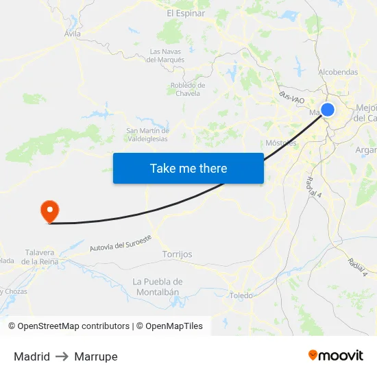 Madrid to Marrupe map