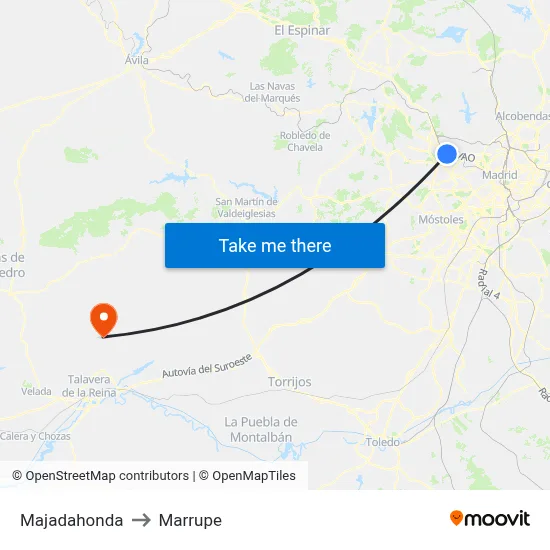 Majadahonda to Marrupe map
