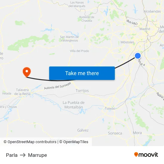Parla to Marrupe map