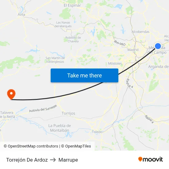 Torrejón De Ardoz to Marrupe map
