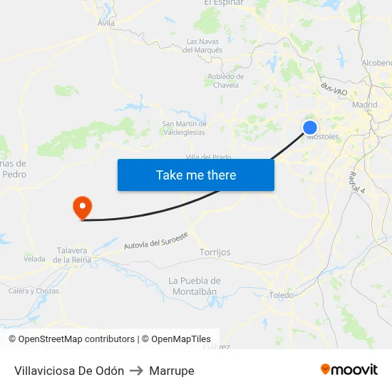 Villaviciosa De Odón to Marrupe map