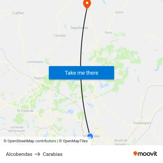 Alcobendas to Carabias map