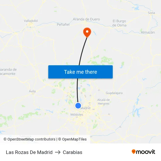 Las Rozas De Madrid to Carabias map