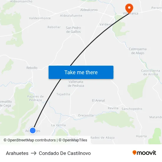 Arahuetes to Condado De Castilnovo map