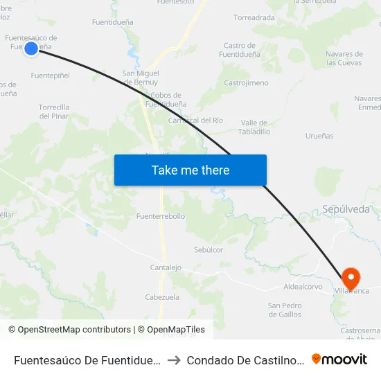 Fuentesaúco De Fuentidueña to Condado De Castilnovo map