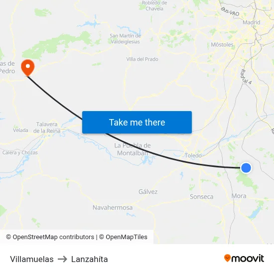 Villamuelas to Lanzahíta map