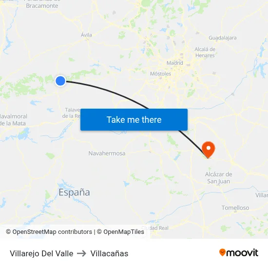 Villarejo Del Valle to Villacañas map