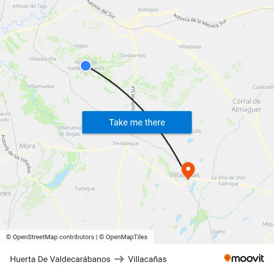 Huerta De Valdecarábanos to Villacañas map