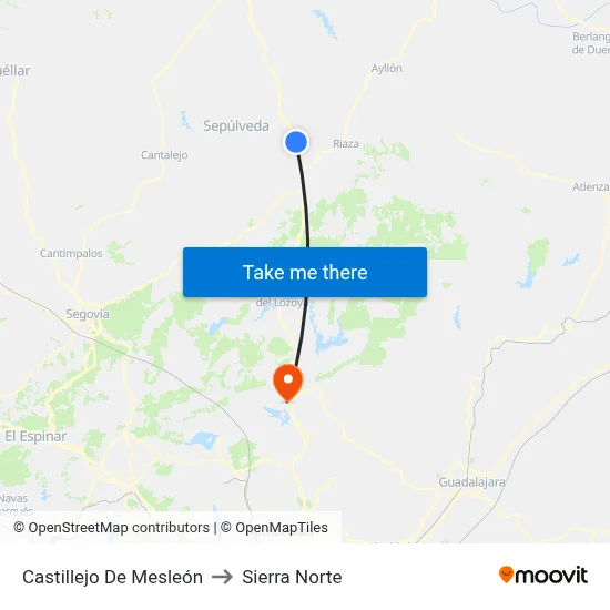 Castillejo De Mesleón to Sierra Norte map
