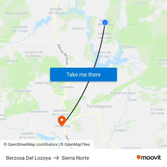 Berzosa Del Lozoya to Sierra Norte map