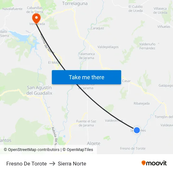 Fresno De Torote to Sierra Norte map