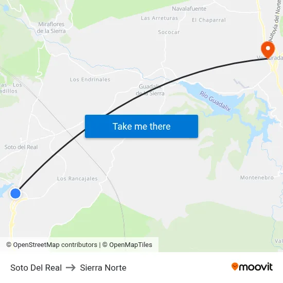 Soto Del Real to Sierra Norte map