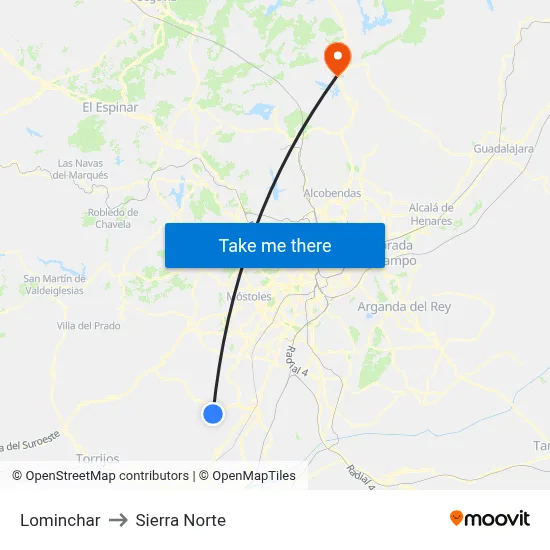 Lominchar to Sierra Norte map