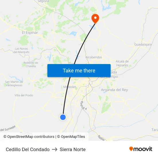 Cedillo Del Condado to Sierra Norte map