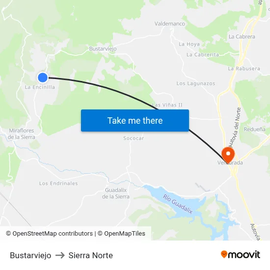 Bustarviejo to Sierra Norte map