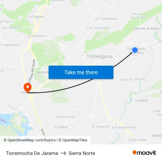 Torremocha De Jarama to Sierra Norte map