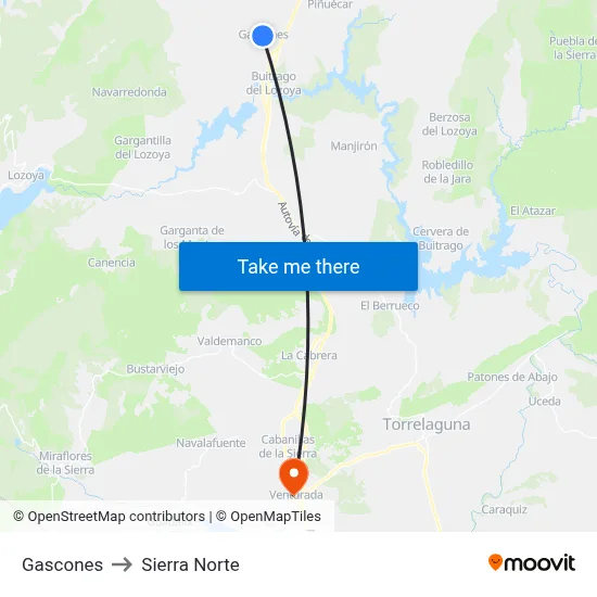 Gascones to Sierra Norte map